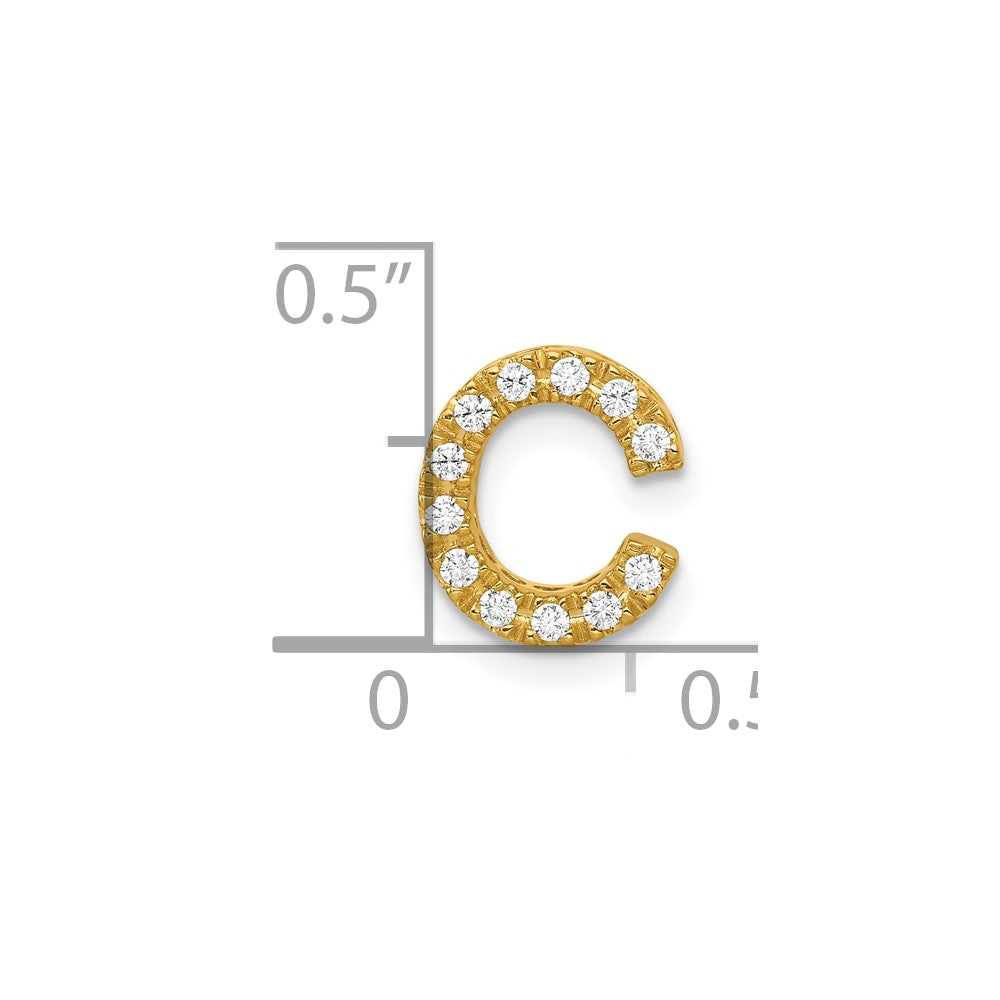 10K Yellow Gold 10K Diamond Letter C Initial Charm