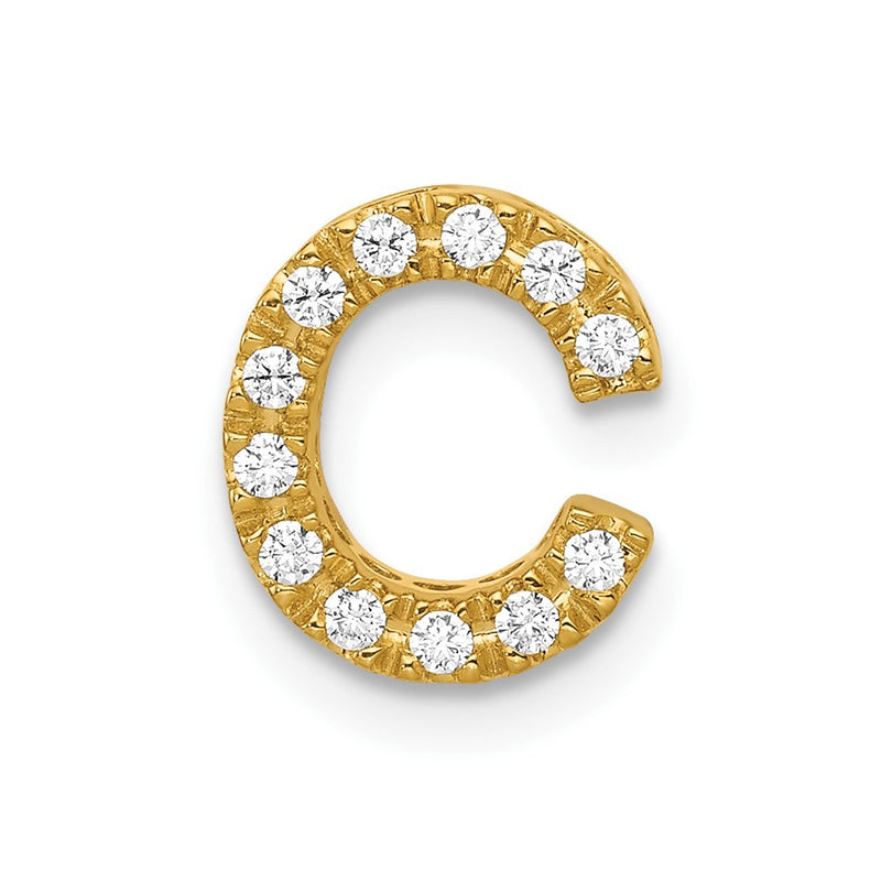 10K Yellow Gold 10K Diamond Letter C Initial Charm