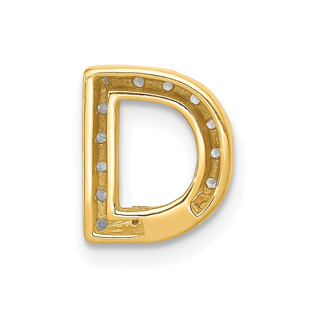 10K Yellow Gold 10K Diamond Letter D Initial Charm