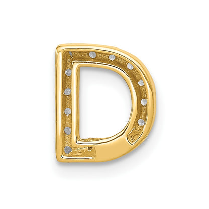 10K Yellow Gold 10K Diamond Letter D Initial Charm