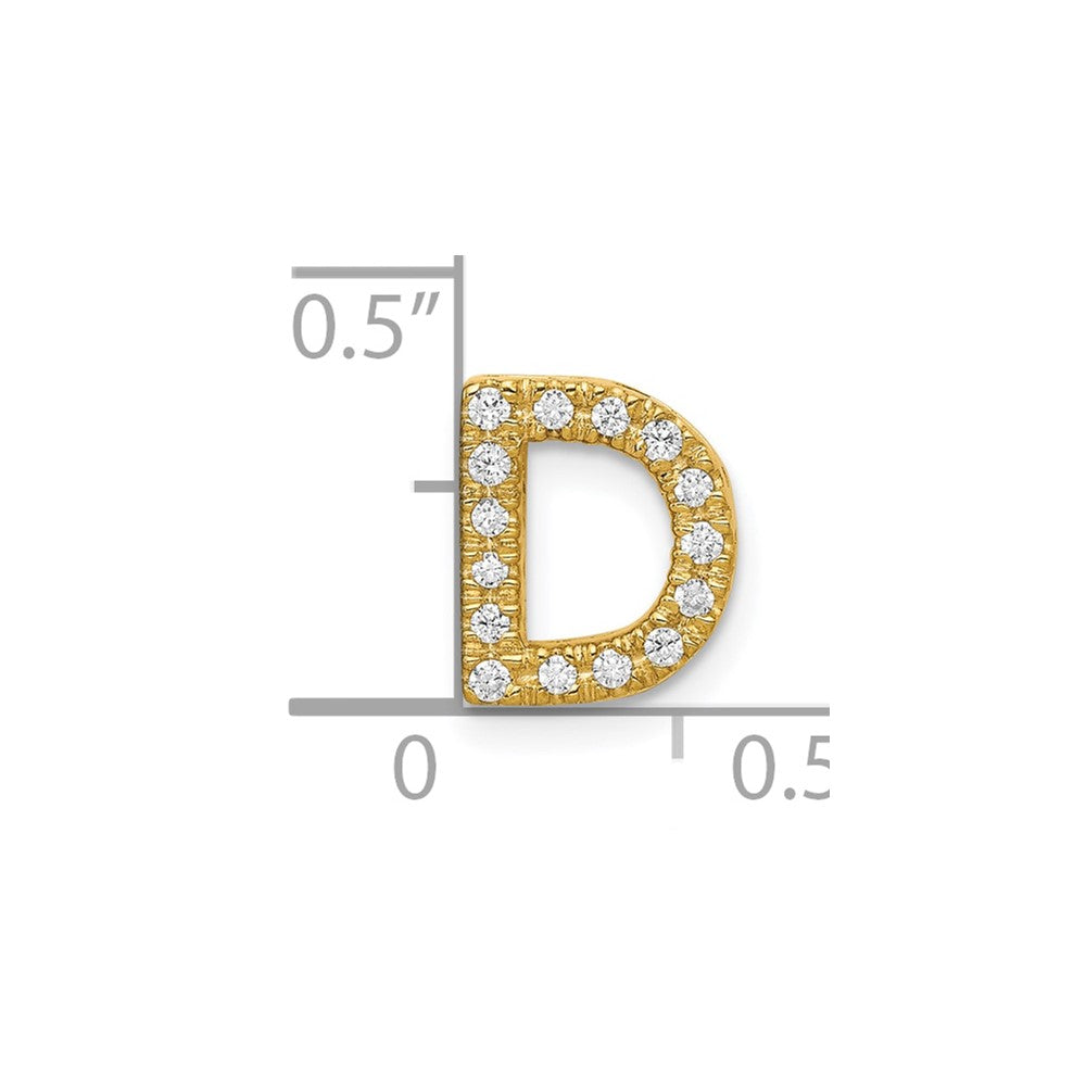 10K Yellow Gold 10K Diamond Letter D Initial Charm