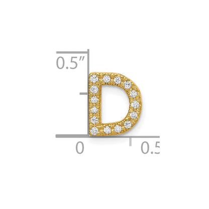 10K Yellow Gold 10K Diamond Letter D Initial Charm