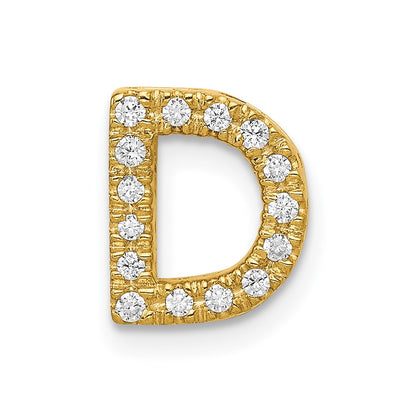 10K Yellow Gold 10K Diamond Letter D Initial Charm