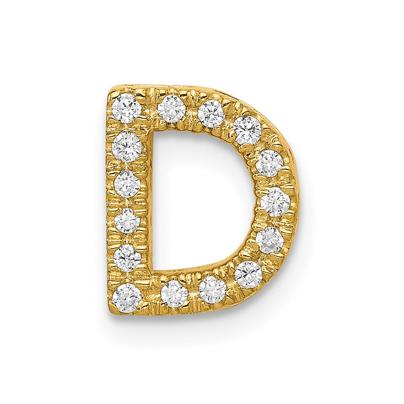 10K Yellow Gold 10K Diamond Letter D Initial Charm