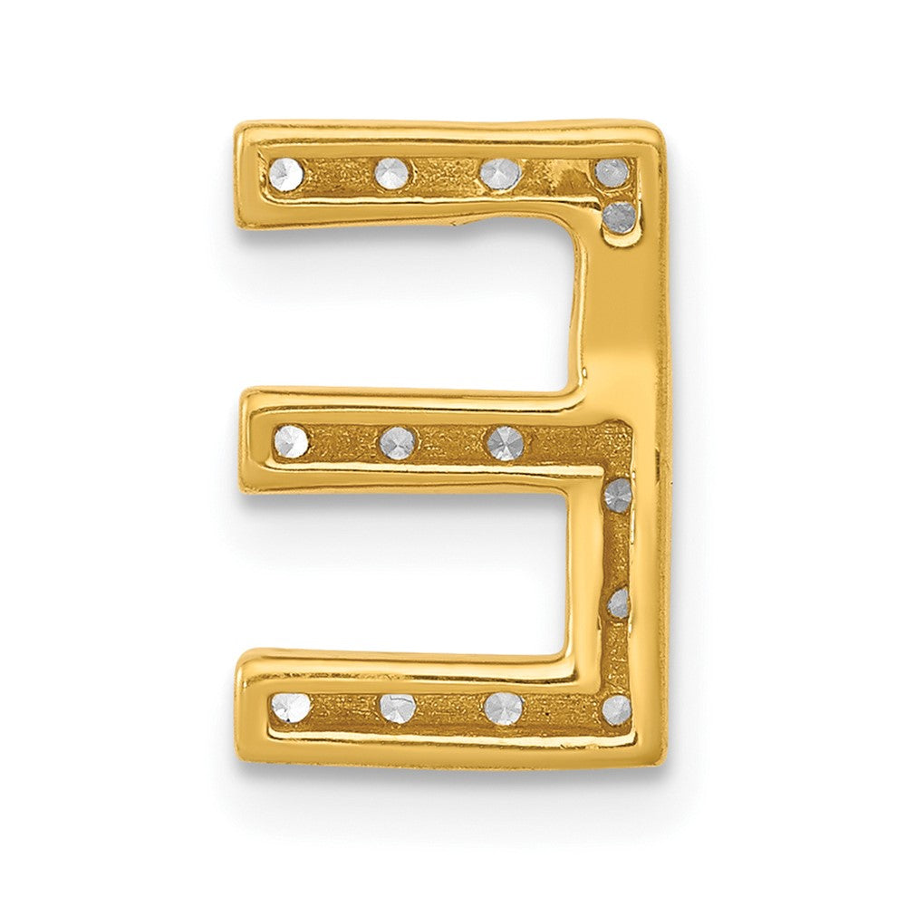 10K Yellow Gold 10K Diamond Letter E Initial Charm