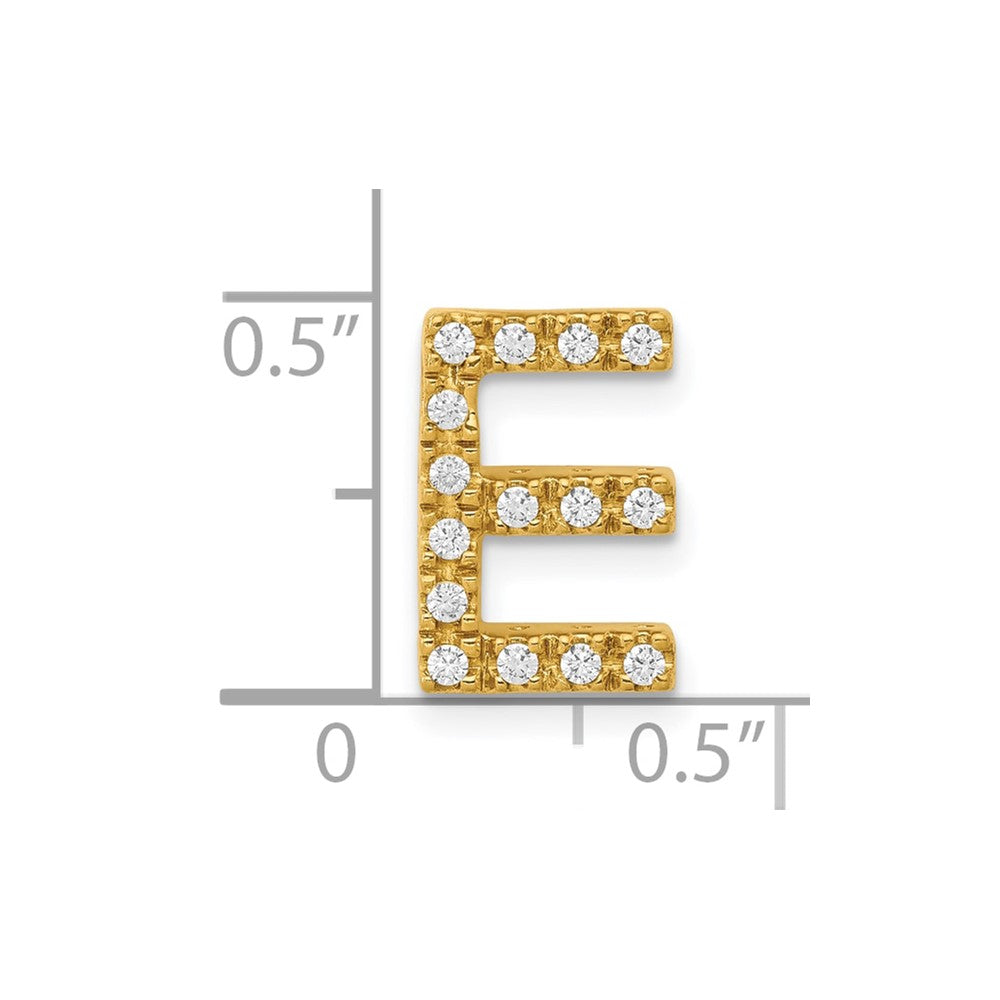 10K Yellow Gold 10K Diamond Letter E Initial Charm