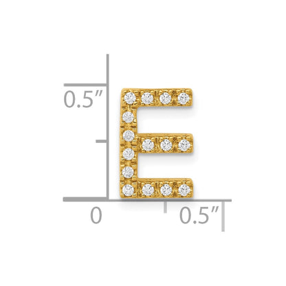 10K Yellow Gold 10K Diamond Letter E Initial Charm