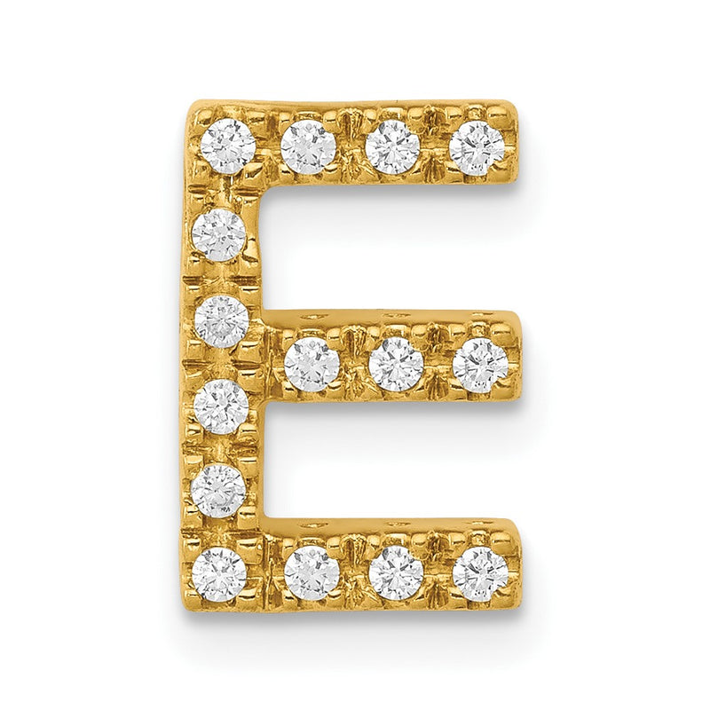 10K Yellow Gold 10K Diamond Letter E Initial Charm