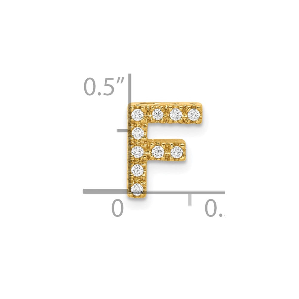 10K Yellow Gold 10K Diamond Letter F Initial Charm