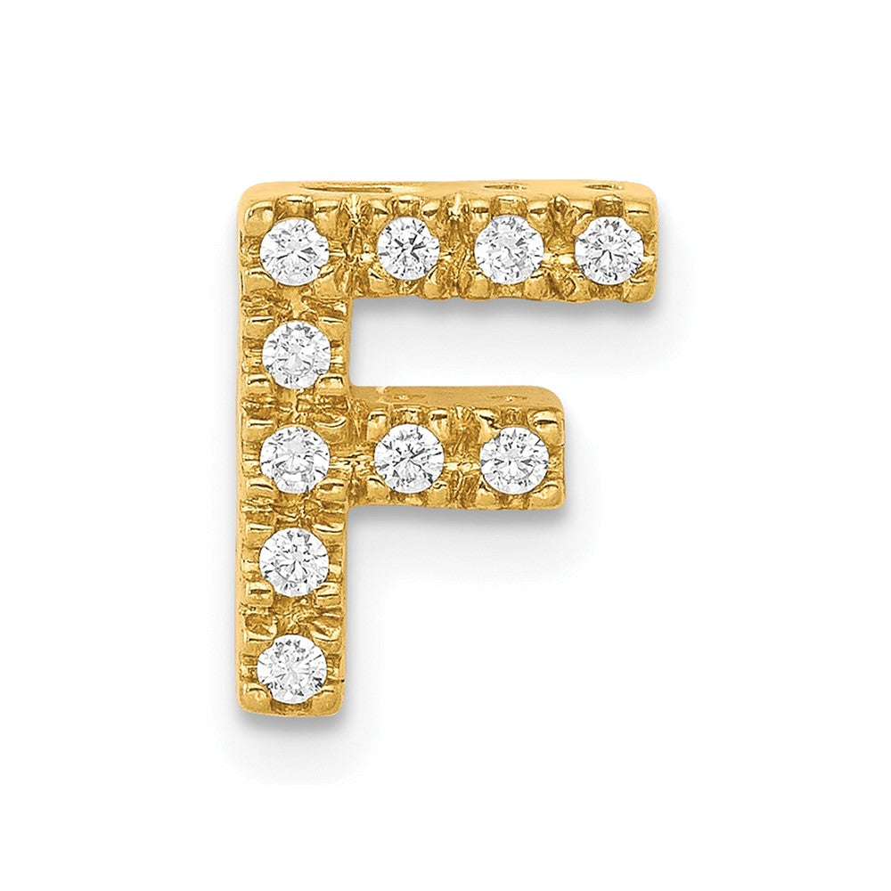 10K Yellow Gold 10K Diamond Letter F Initial Charm