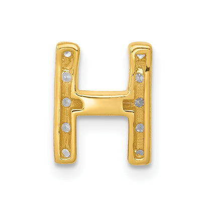 10K Yellow Gold 10K Diamond Letter H Initial Charm