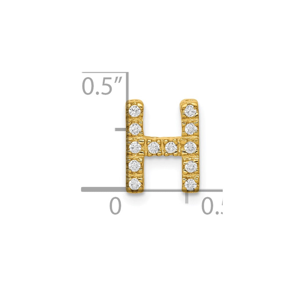 10K Yellow Gold 10K Diamond Letter H Initial Charm