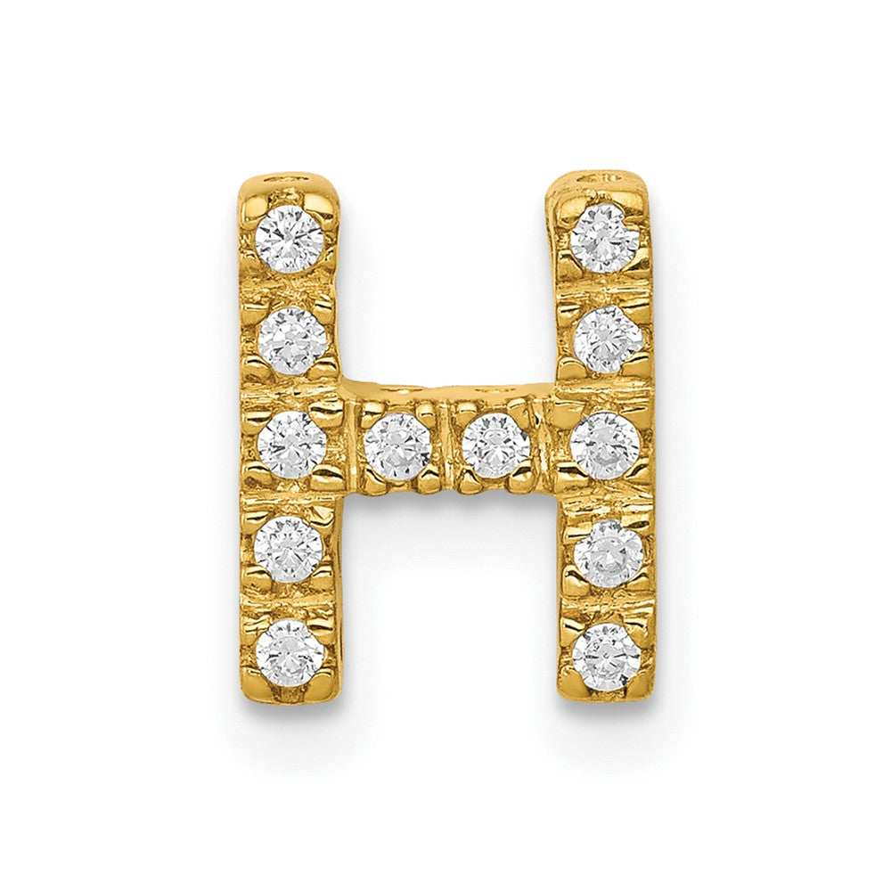 10K Yellow Gold 10K Diamond Letter H Initial Charm