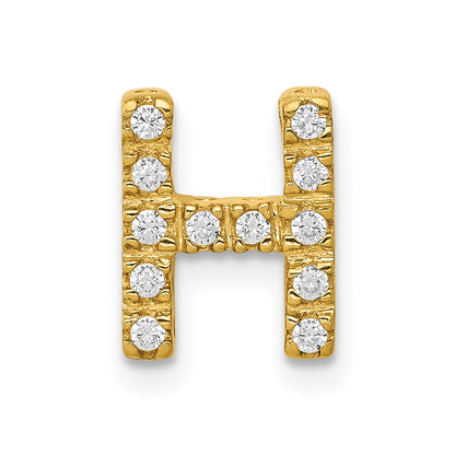 10K Yellow Gold 10K Diamond Letter H Initial Charm
