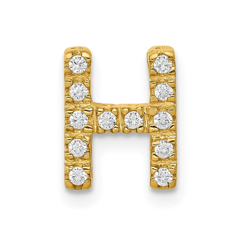 10K Yellow Gold 10K Diamond Letter H Initial Charm
