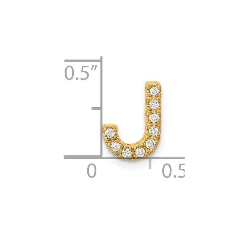 10K Yellow Gold 10K Diamond Letter J Initial Charm