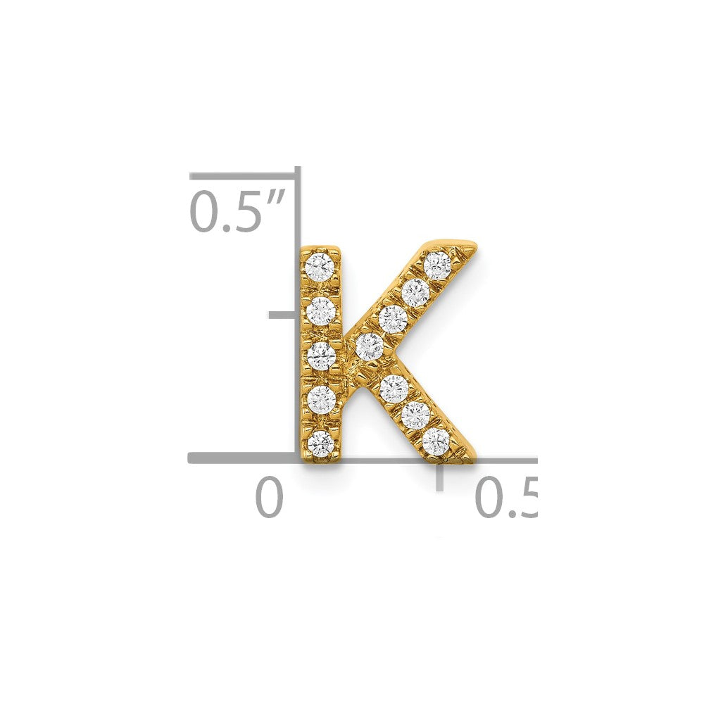 10K Yellow Gold 10K Diamond Letter K Initial Charm