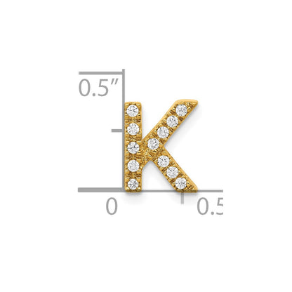 10K Yellow Gold 10K Diamond Letter K Initial Charm