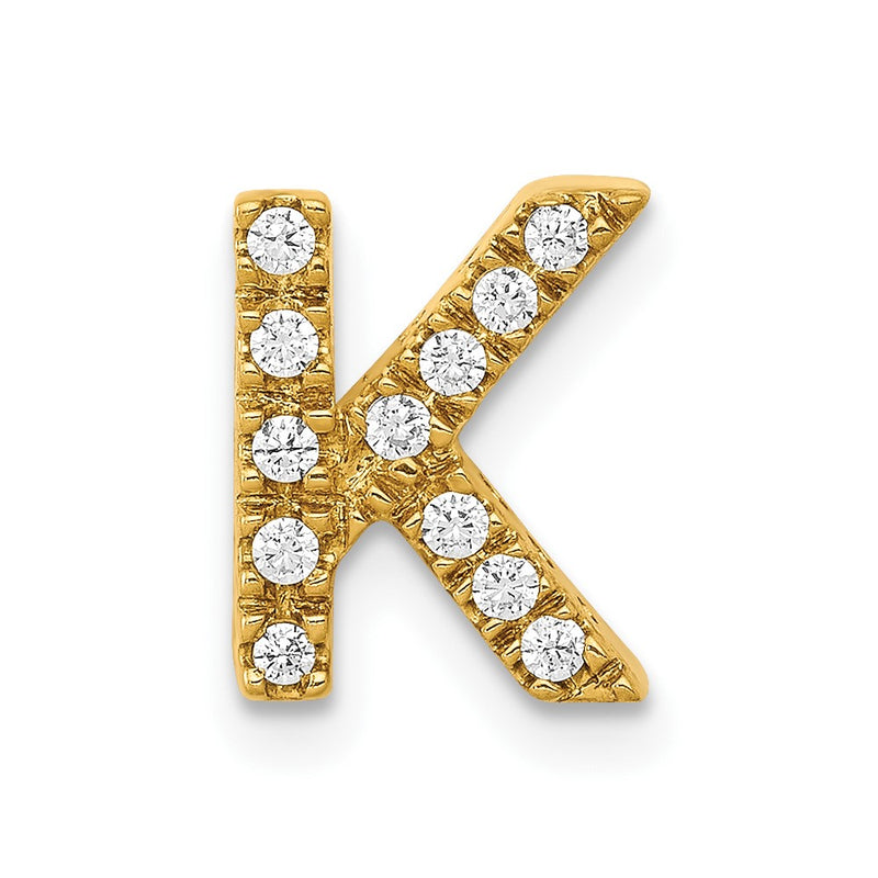 10K Yellow Gold 10K Diamond Letter K Initial Charm
