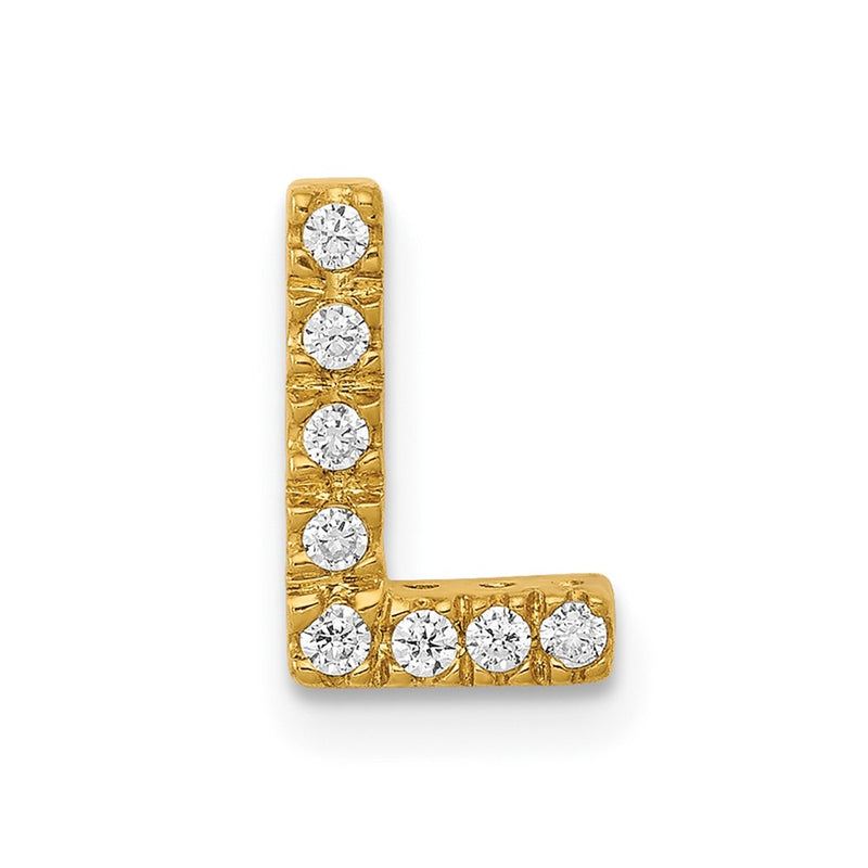 10K Yellow Gold 10K Diamond Letter L Initial Charm
