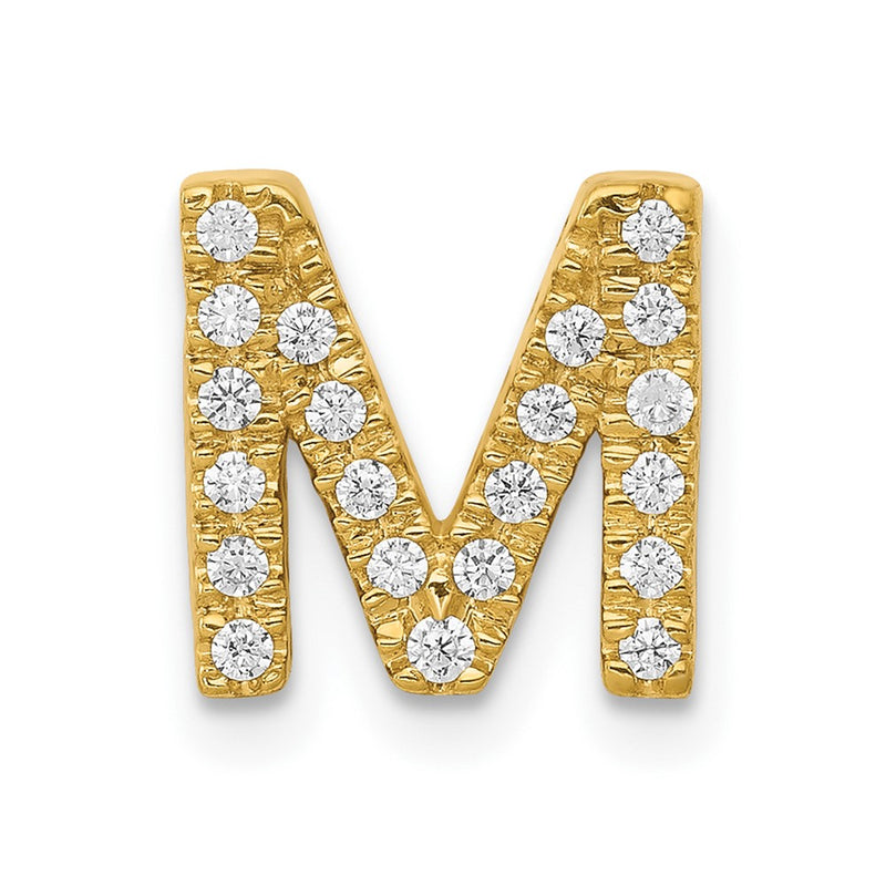10K Yellow Gold 10K Diamond Letter M Initial Charm