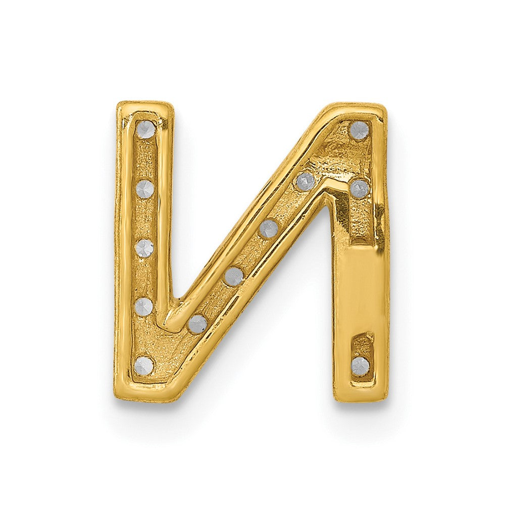 10K Yellow Gold 10K Diamond Letter N Initial Charm