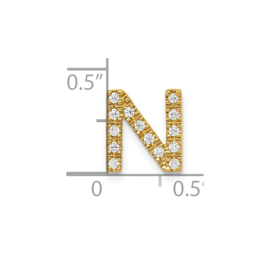 10K Yellow Gold 10K Diamond Letter N Initial Charm