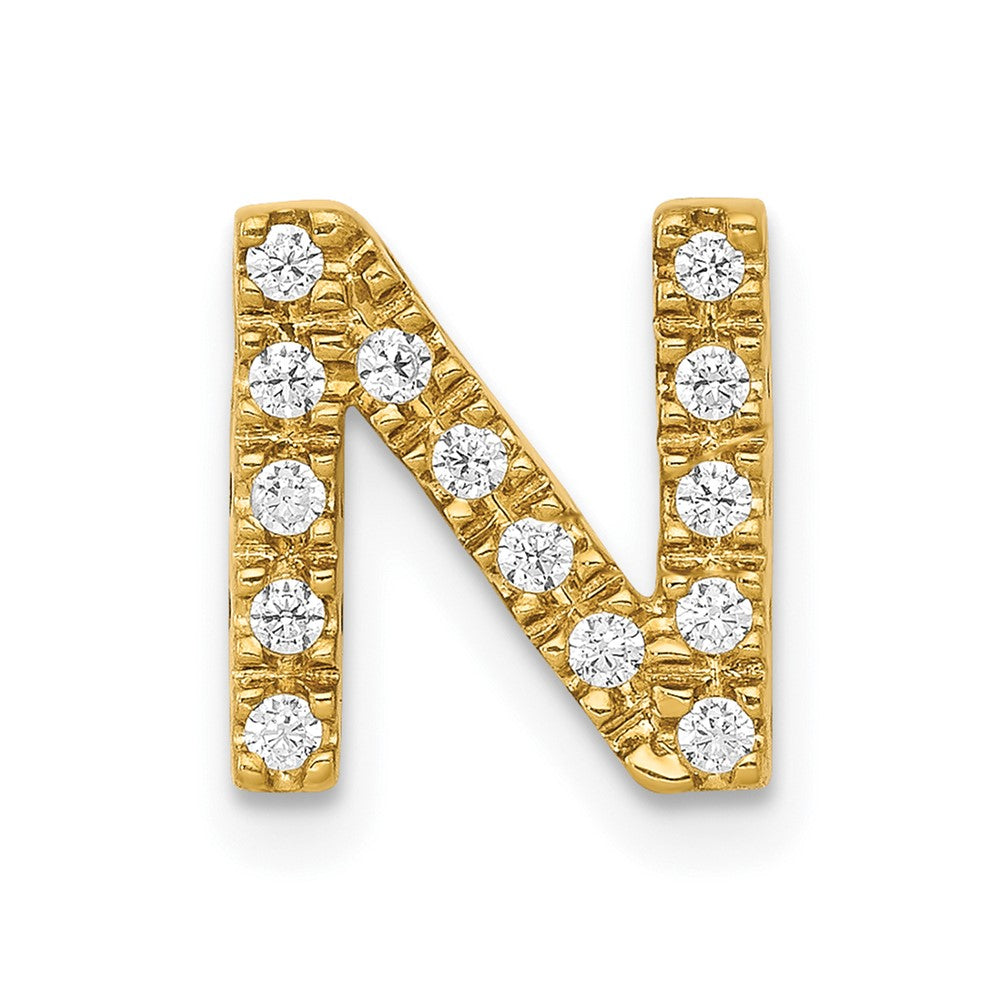 10K Yellow Gold 10K Diamond Letter N Initial Charm