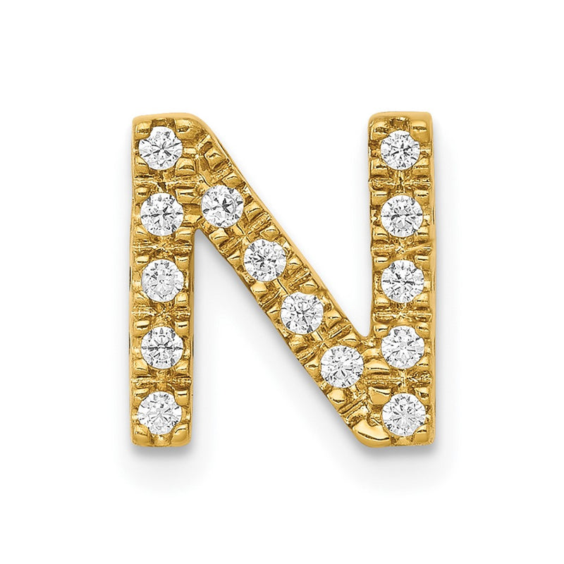 10K Yellow Gold 10K Diamond Letter N Initial Charm