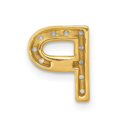 10K Yellow Gold 10K Diamond Letter P Initial Charm