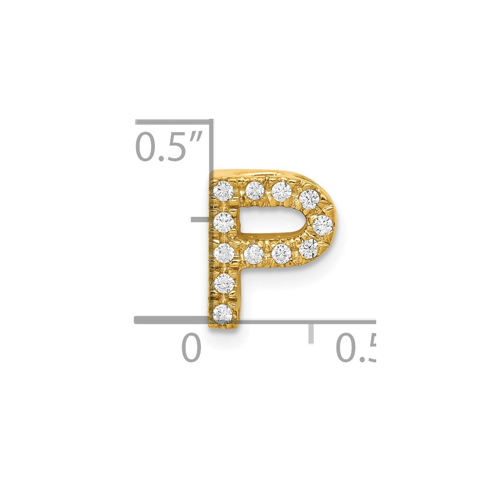 10K Yellow Gold 10K Diamond Letter P Initial Charm