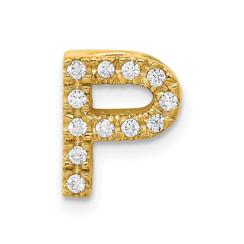 10K Yellow Gold 10K Diamond Letter P Initial Charm