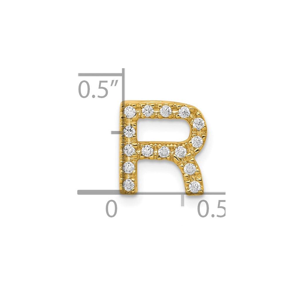 10K Yellow Gold 10K Diamond Letter R Initial Charm