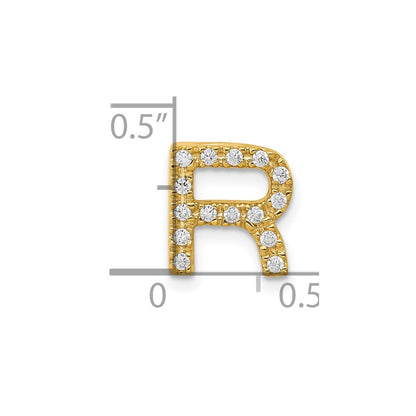 10K Yellow Gold 10K Diamond Letter R Initial Charm