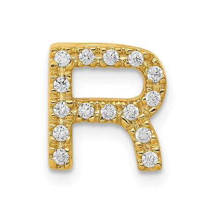 10K Yellow Gold 10K Diamond Letter R Initial Charm