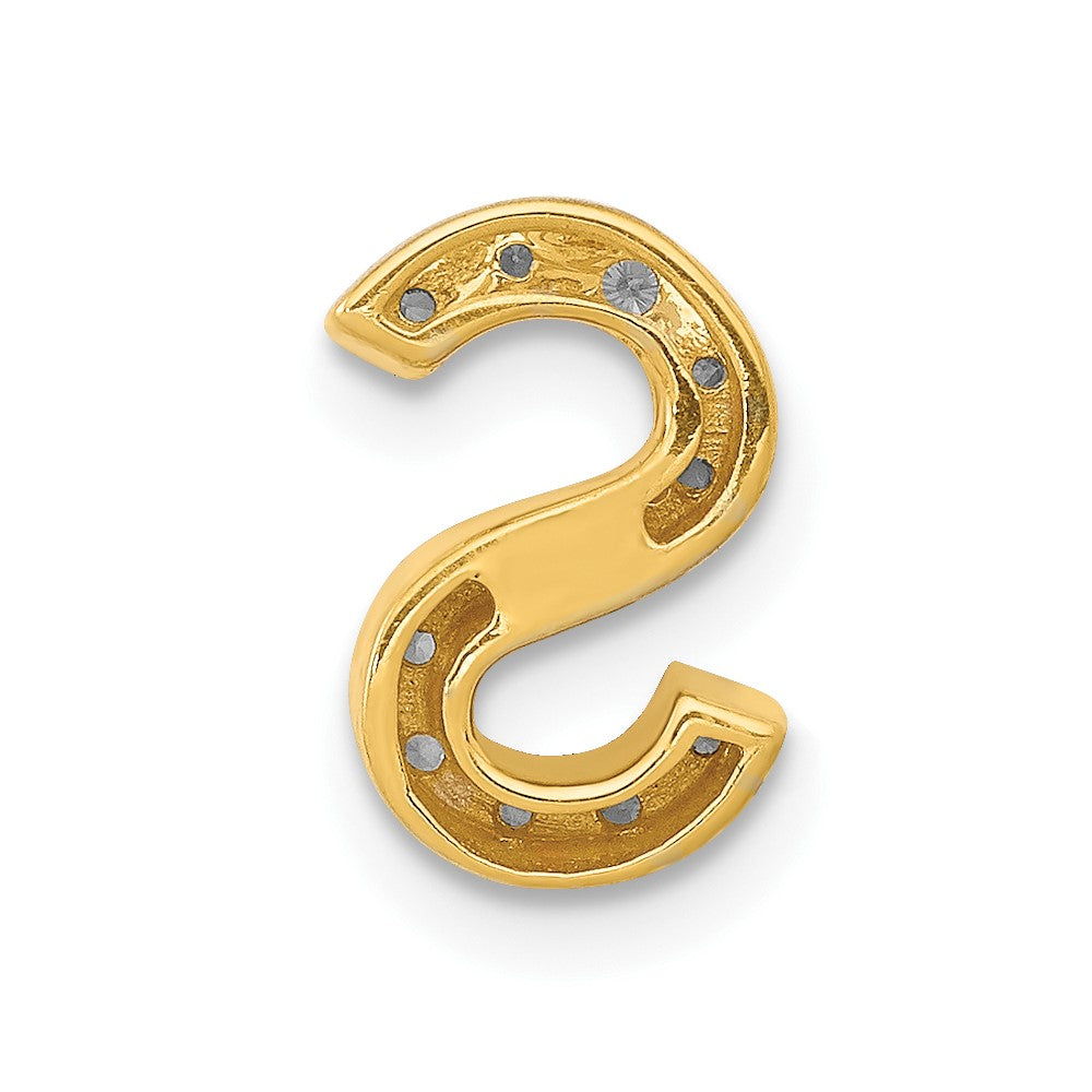 10K Yellow Gold 10K Diamond Letter S Initial Charm