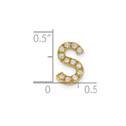 10K Yellow Gold 10K Diamond Letter S Initial Charm