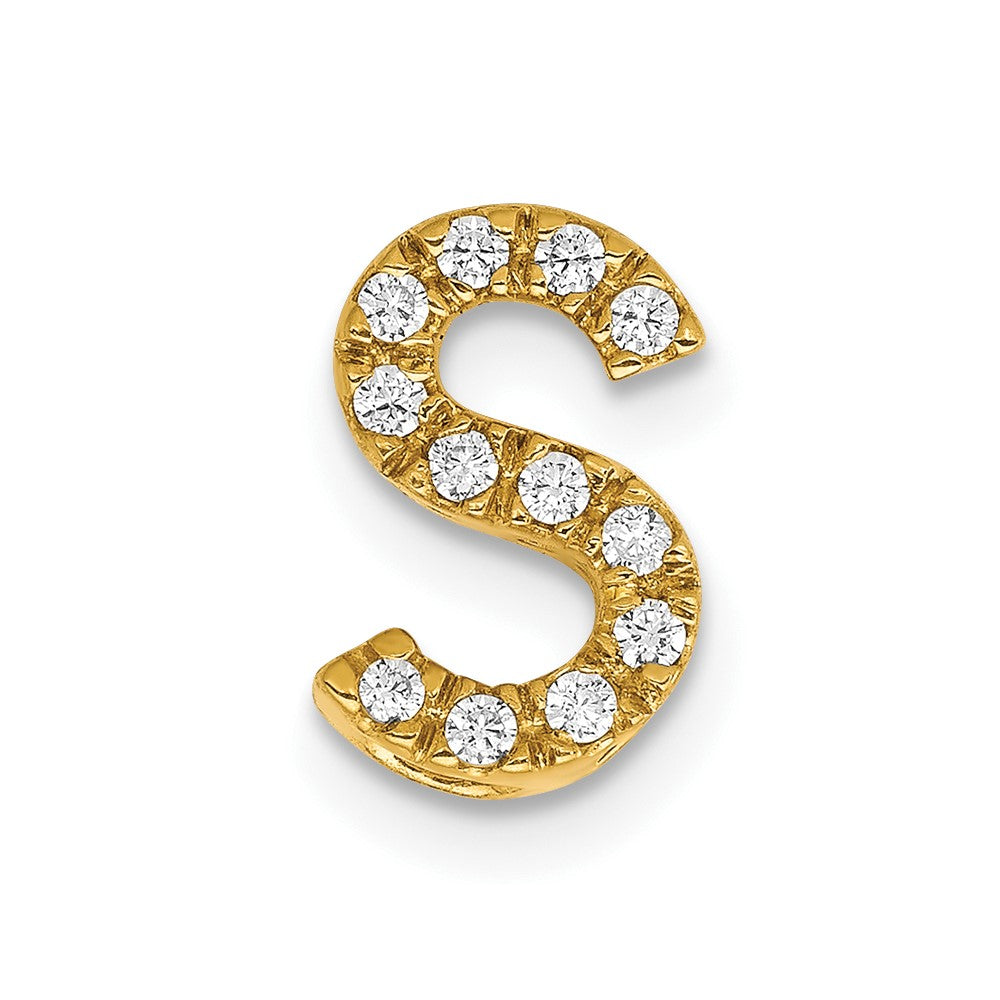 10K Yellow Gold 10K Diamond Letter S Initial Charm