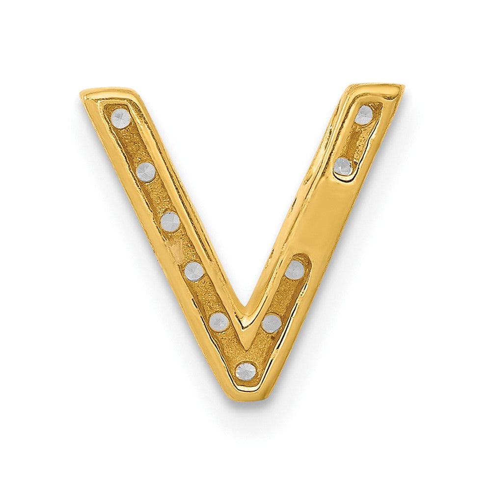 10K Yellow Gold 10K Diamond Letter V Initial Charm