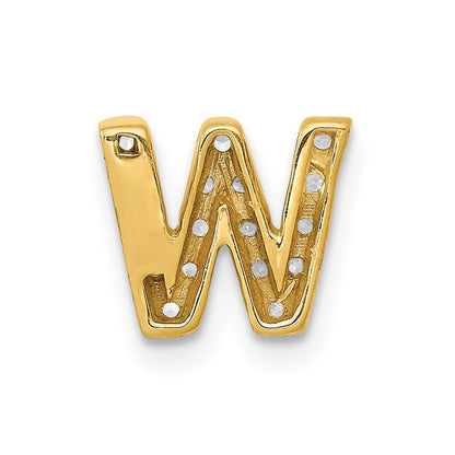 10K Yellow Gold 10K Diamond Letter W Initial Charm