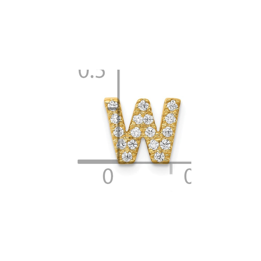 10K Yellow Gold 10K Diamond Letter W Initial Charm