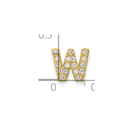 10K Yellow Gold 10K Diamond Letter W Initial Charm