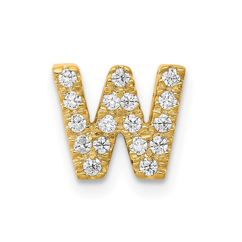 10K Yellow Gold 10K Diamond Letter W Initial Charm