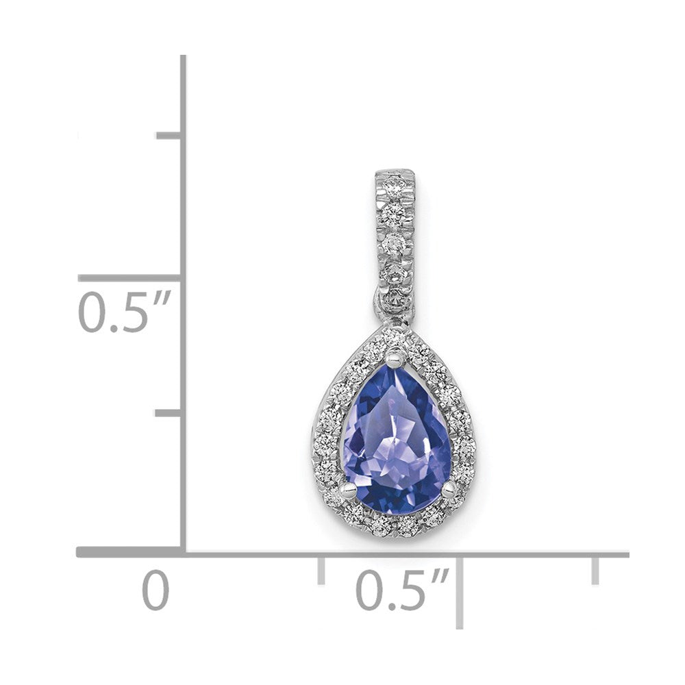 14k White Gold 14k White Gold Pear .75 Tanzanite and Diamond Pendant