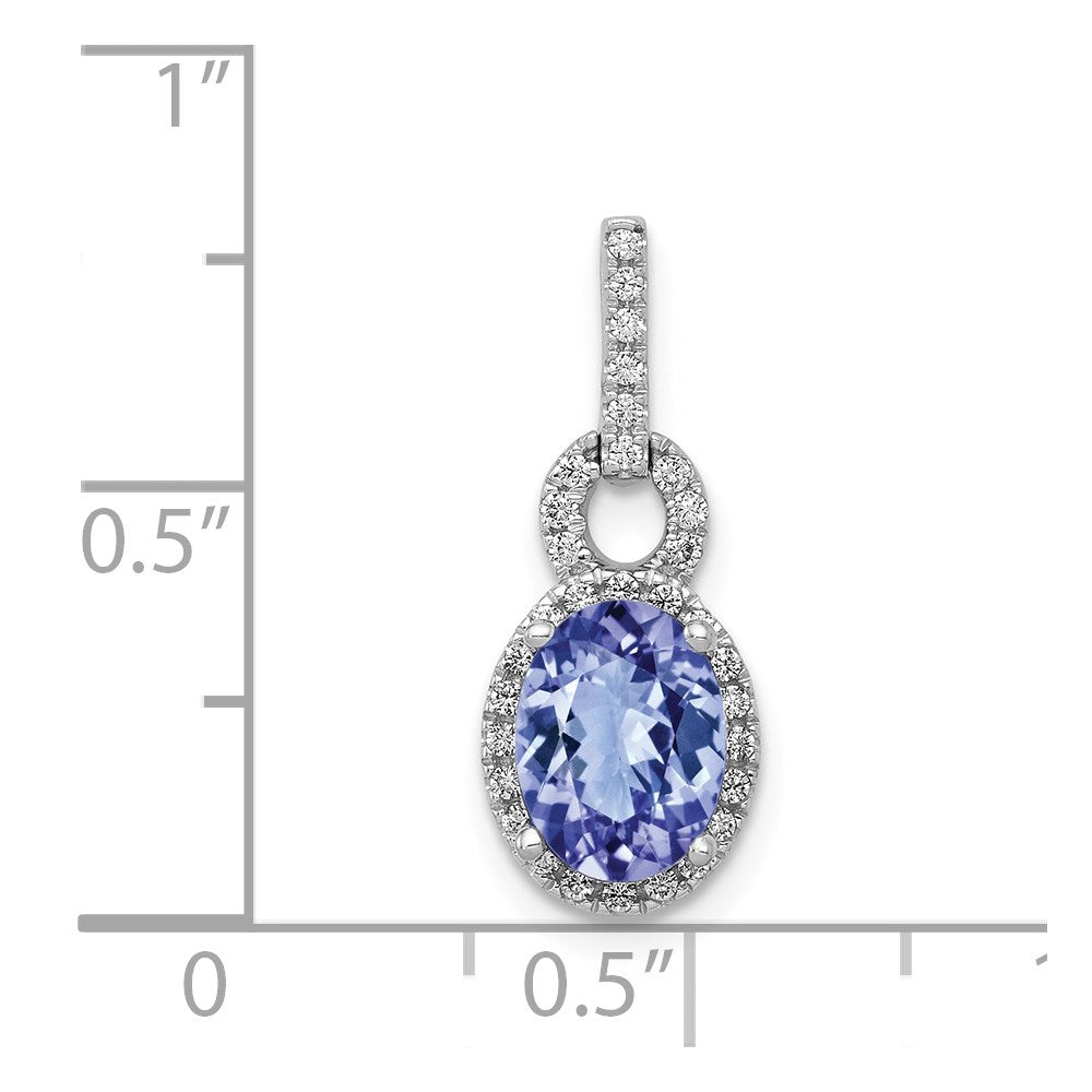 14k White Gold 14k White Gold Oval .95 Tanzanite and Diamond Pendant