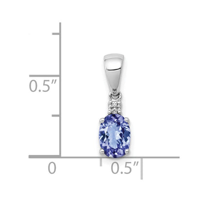 14k White Gold 14k White Gold Oval .75 Tanzanite and Diamond Pendant