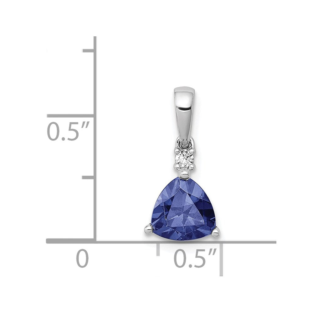 14k White Gold 14k White Gold Trillion .90 Tanzanite and Diamond Pendant