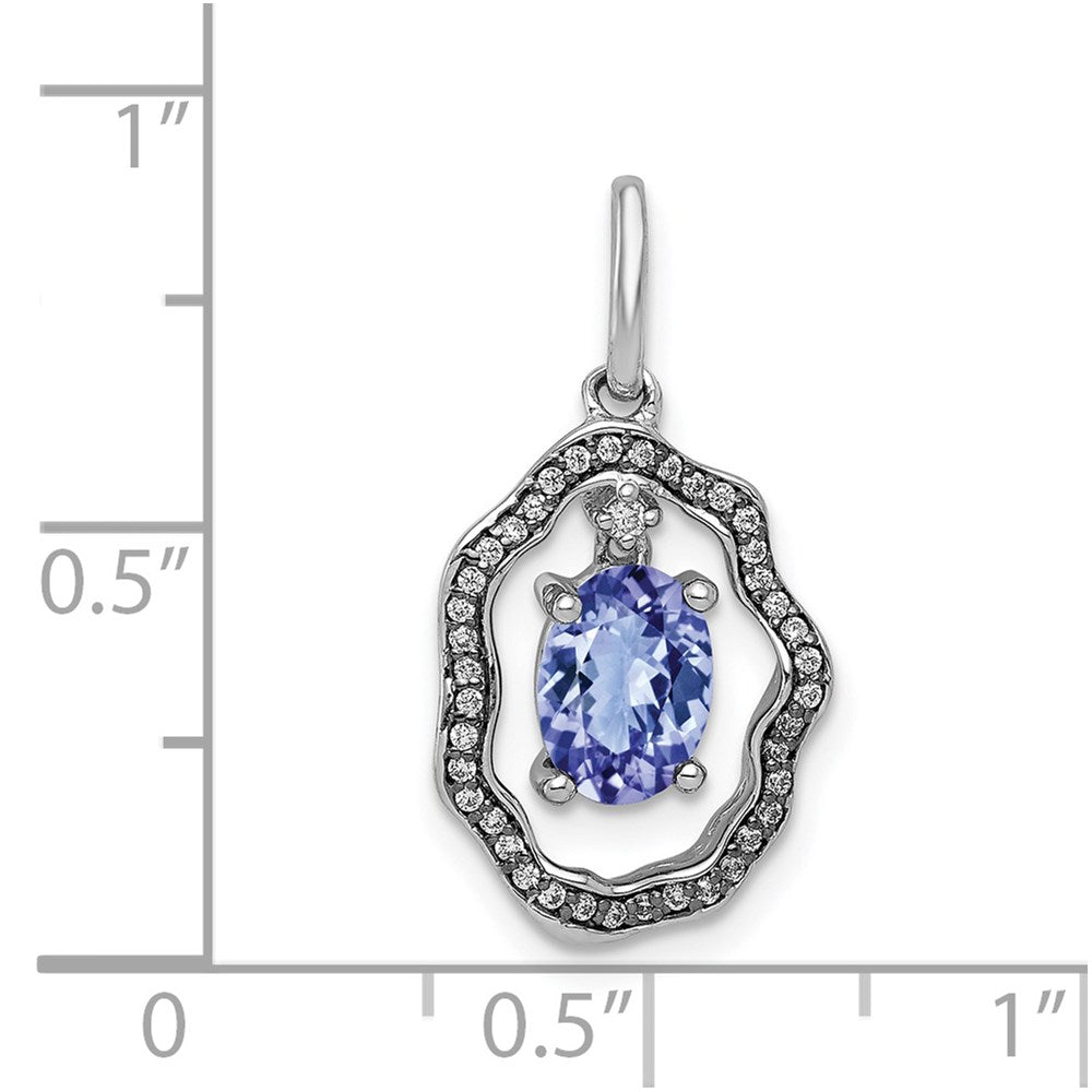 14k White Gold 14k White Gold .62 Tanzanite and Diamond Dangle Pendant
