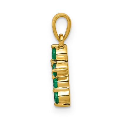 10K Yellow Gold 10K Emerald And Diamond Cross Pendant