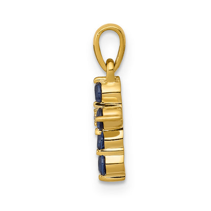 10K Yellow Gold 10K Sapphire And Diamond Cross Pendant